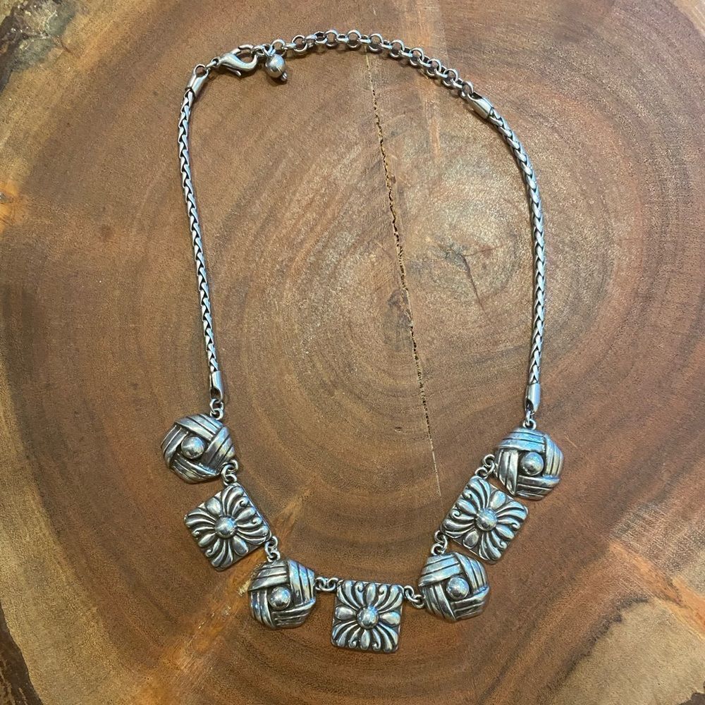 BRIGHTON vintage silver dangle charm collar necklace